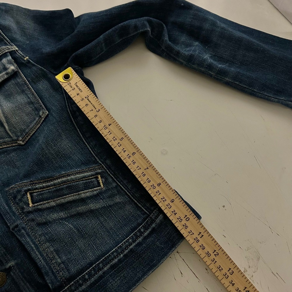 Vintage USA made 7 For All Mankind Denim Trucker Jacket Medium Wash Cinch - Picture 9 of 12